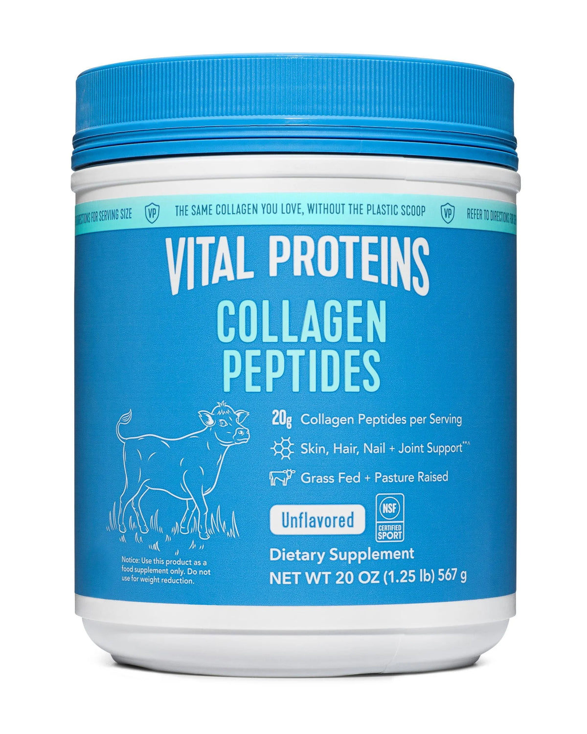 Unflavored Collagen Peptides Supplement Powder, 20 oz I838100