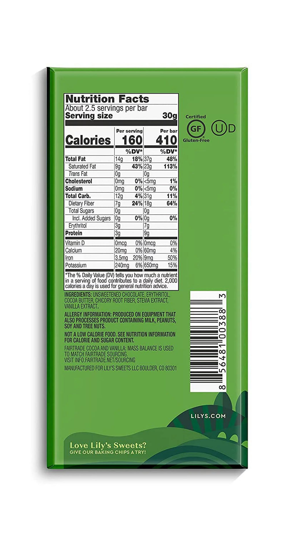 85% Dark Chocolate Bar 2.8 oz Pack of 4 X403