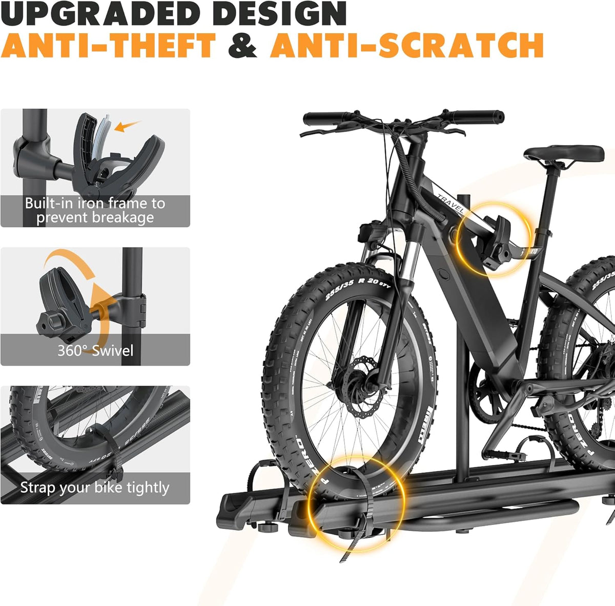 2" Hitch Mounted Platform Bike Rack, 200 Lbs Max Loading G6080