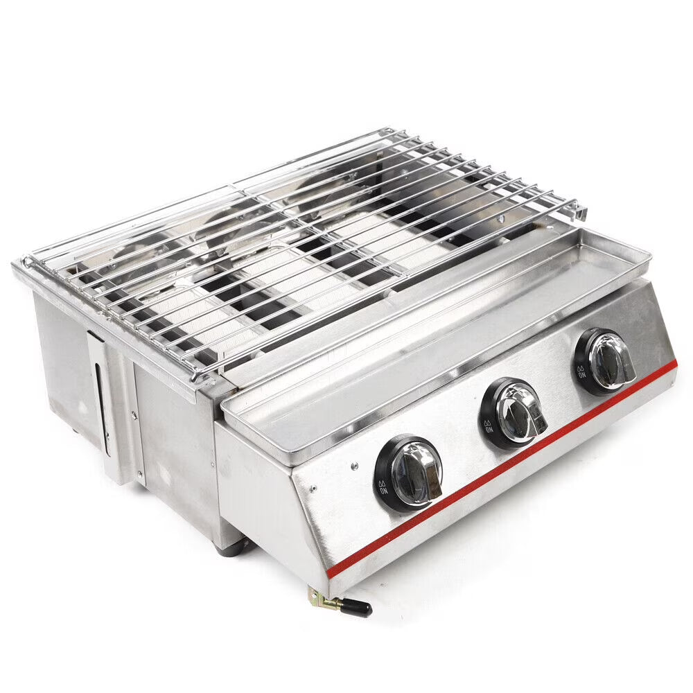 18.5" Stainless Steel 3 Burner Portable BBQ Grill M792