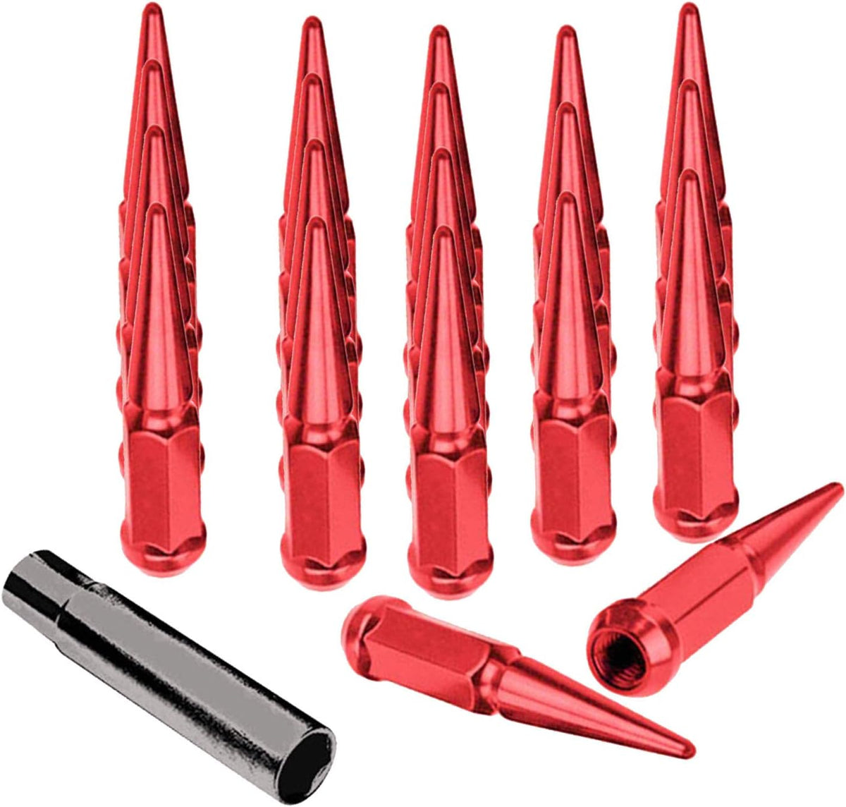 20 pcs Black Solid Steel Lug Nuts with Installation Key P69755