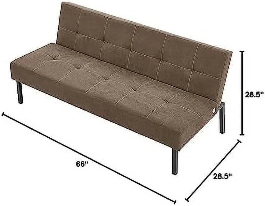 3 Seater Sofa Bed Click Clack Armless Fabric Couch Recliner (Grey) U685