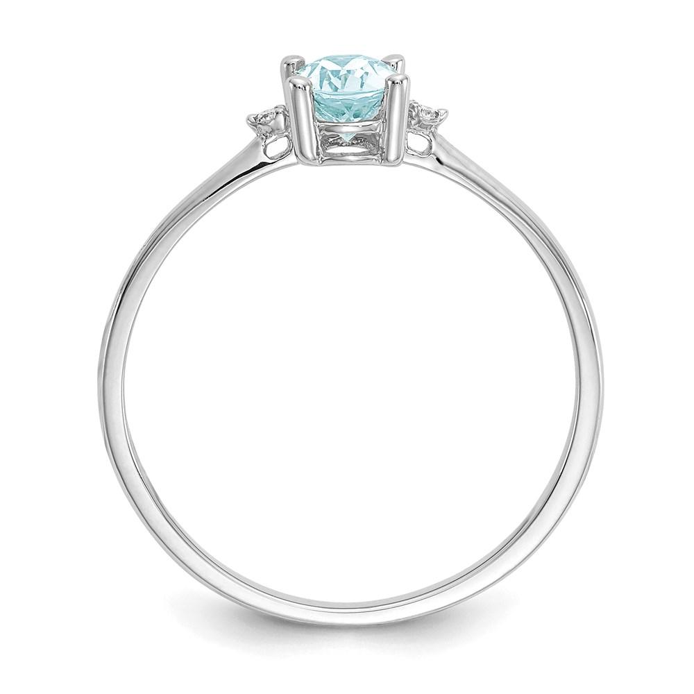 14k White Gold Real Diamond & Aquamarine Ring H8714