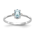 14k White Gold Real Diamond & Aquamarine Ring H8714