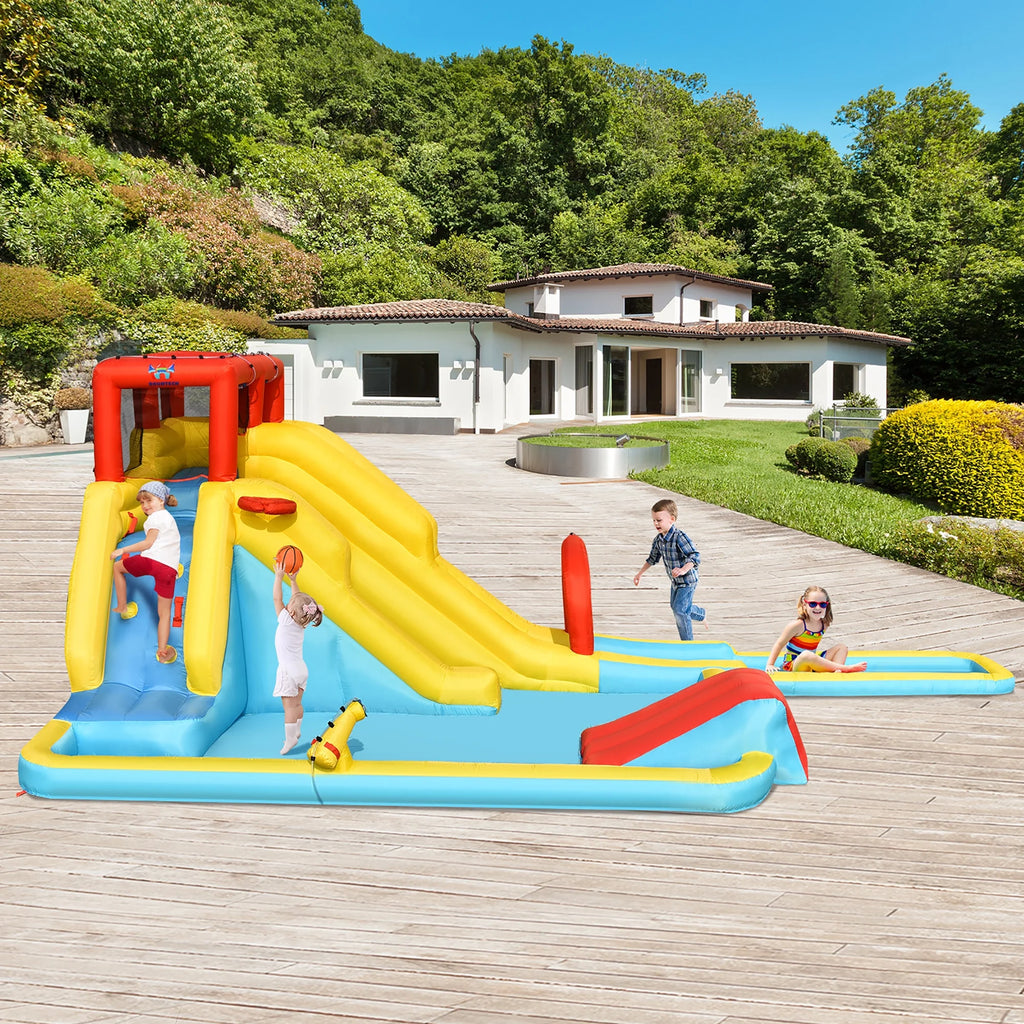 Inflatable Dual Slide Water Park Climbing Bouncer with 735W Blower Q847