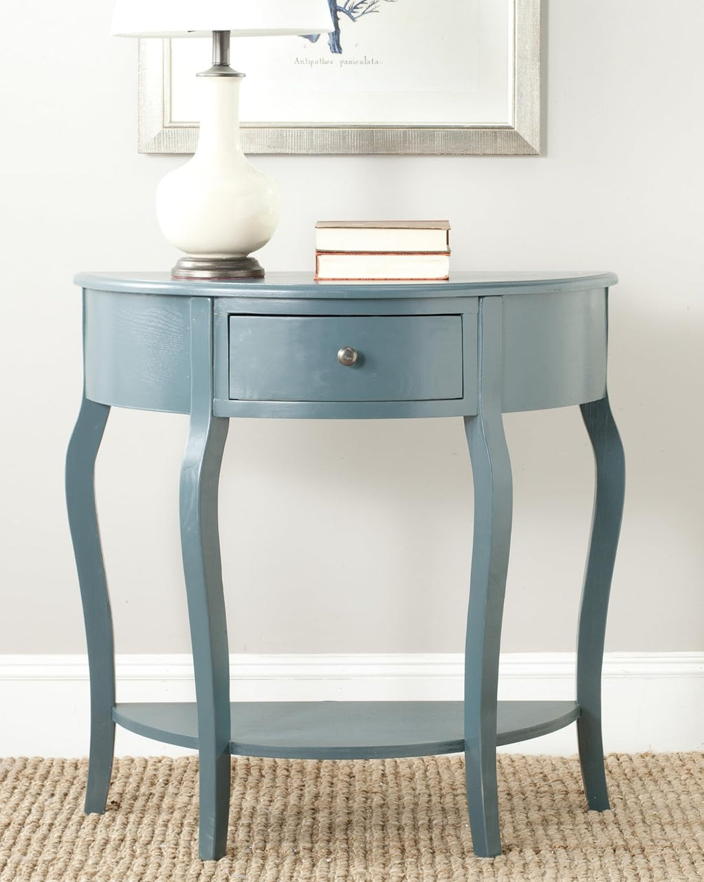 French Grey Demilune Console Table L152