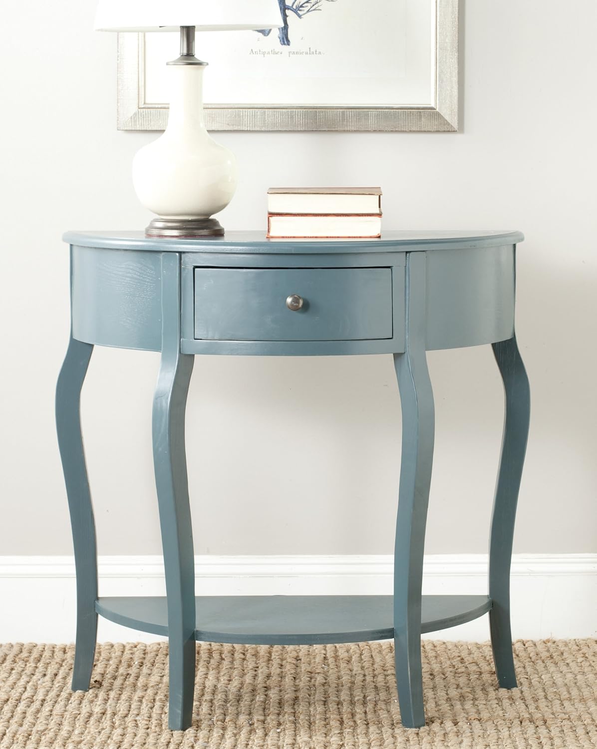 French Grey Demilune Console Table L152