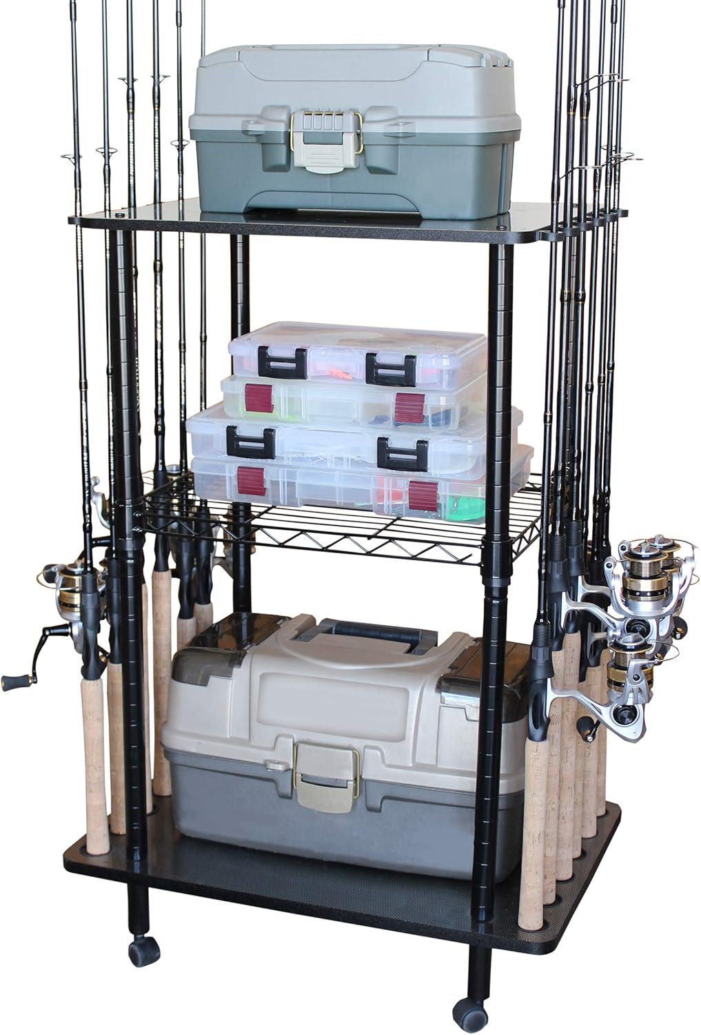 12 Fishing Rod Tackle Cart Black R48712