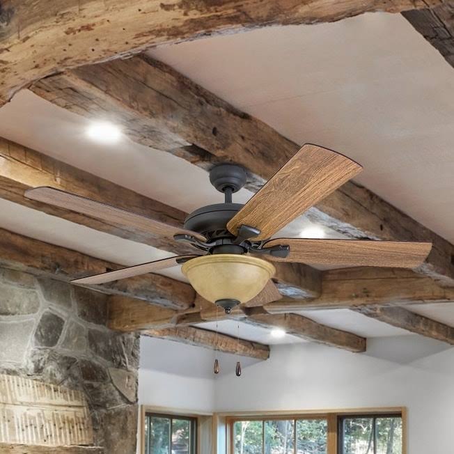 Aged Bronze Ceiling Fan with Light J22995