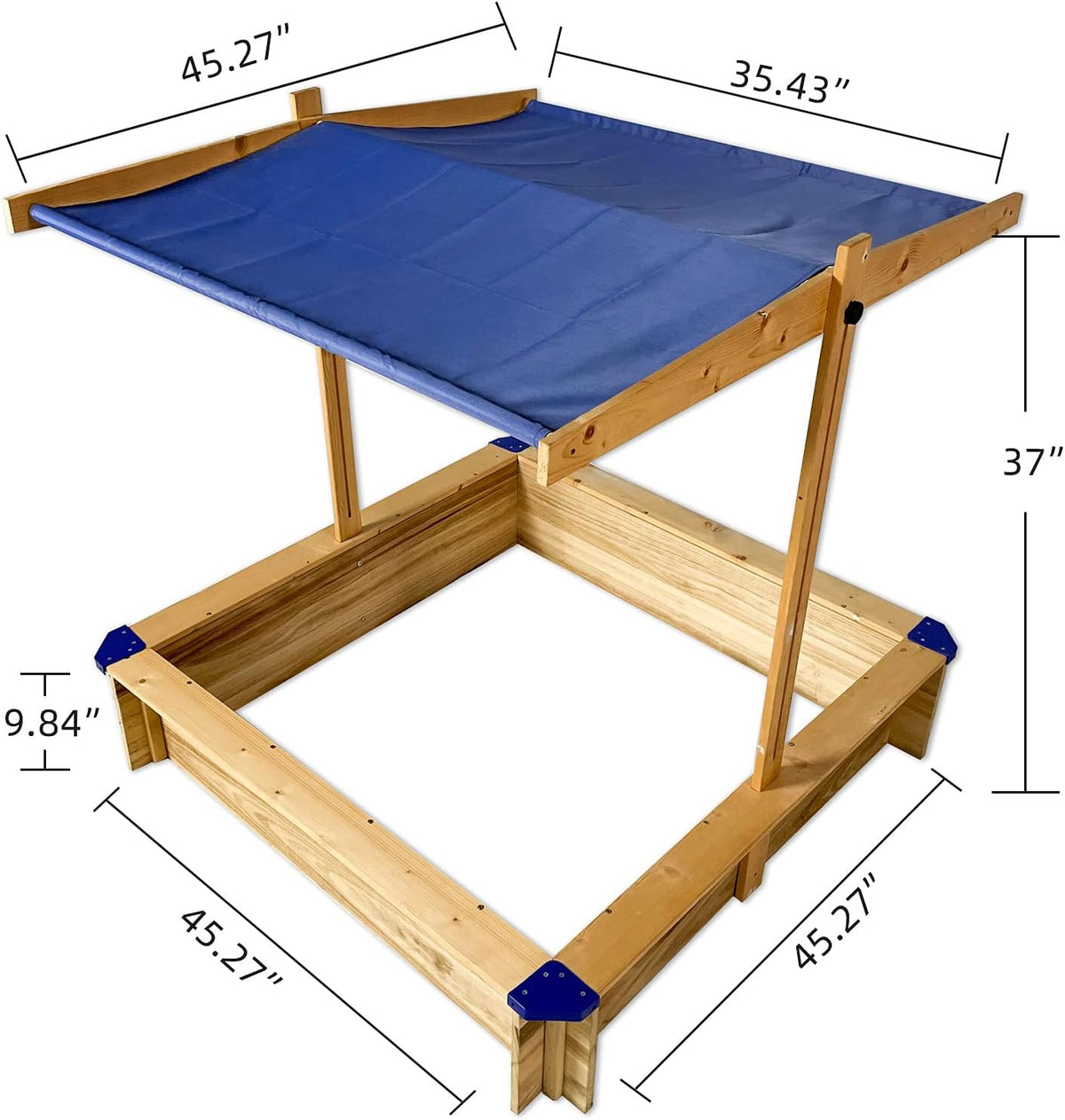 Kids Sandbox with Cover Wooden Outdoor Sandbox with Canopy Black G124898