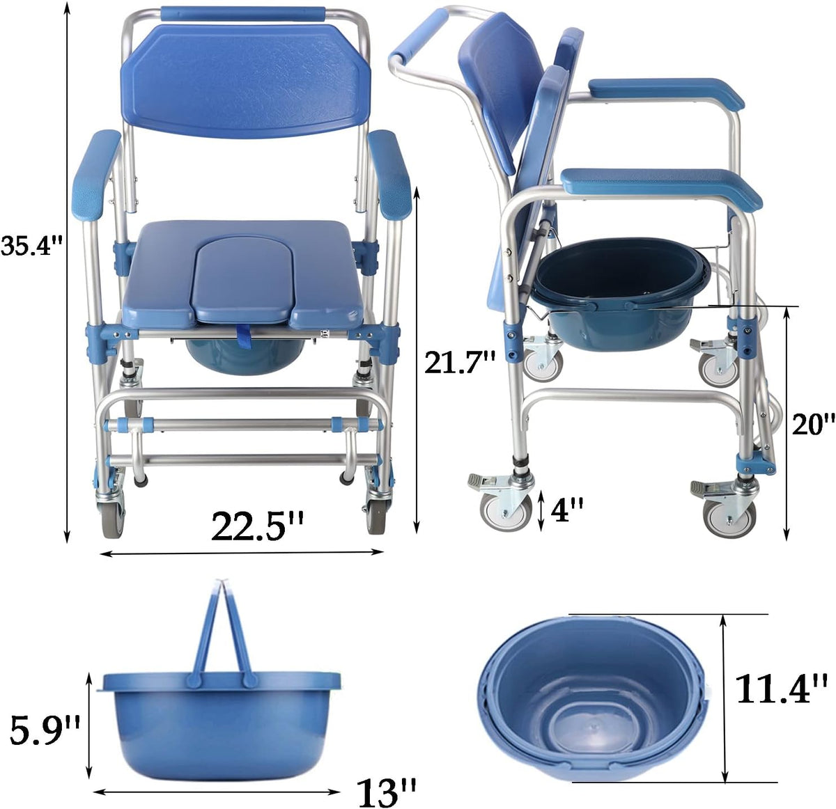 Shower Commode Chair with Wheels P749420