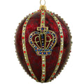 Red Crown Jeweled Egg Polish Glass Christmas Tree Ornament Z6192