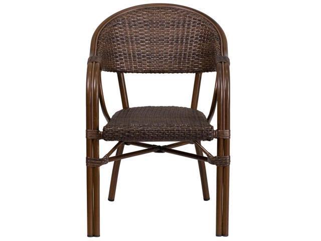 3 Pk. Bark Brown Rattan Patio Chair with Bamboo-Aluminum Frame N5704