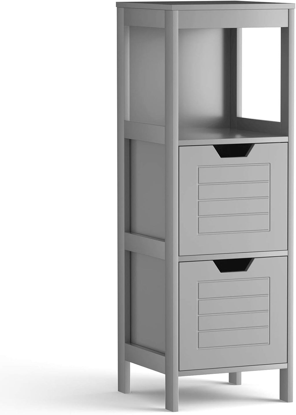 Espresso Wood Bathroom Floor Cabinet with 2 Adjustable Drawers G89343