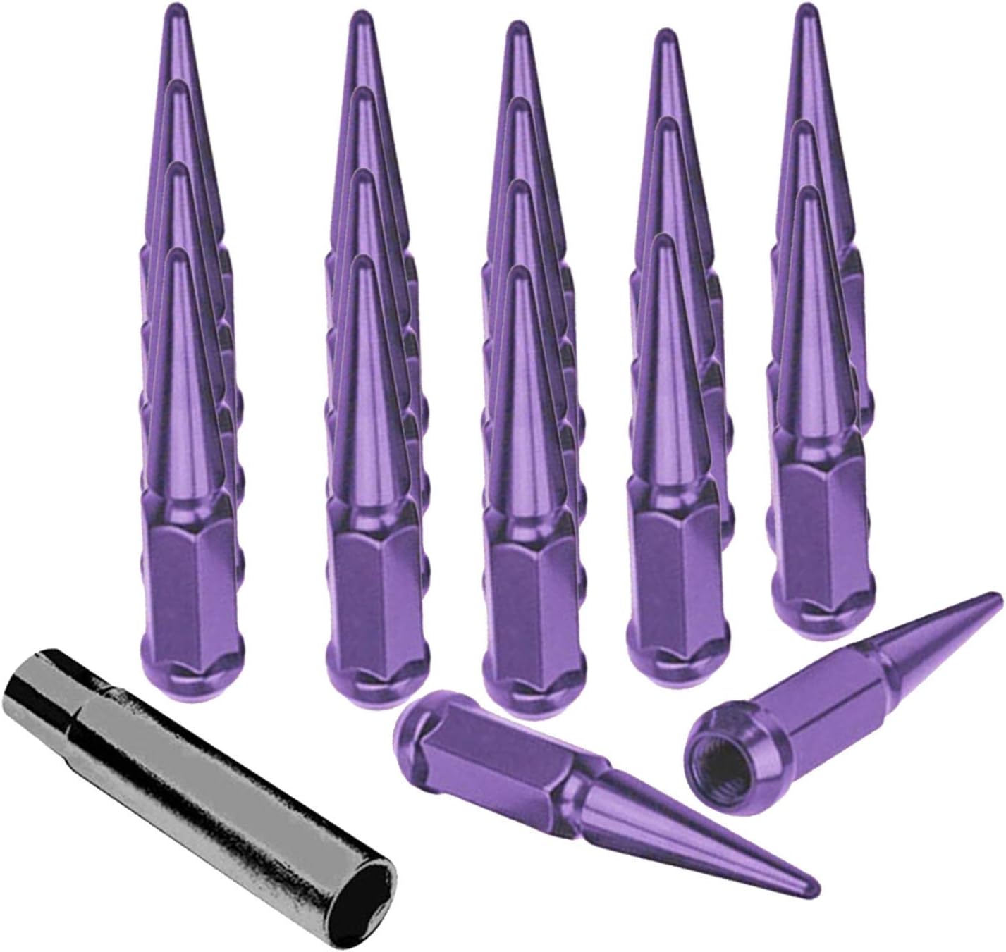20 pcs Black Solid Steel Lug Nuts with Installation Key P69755