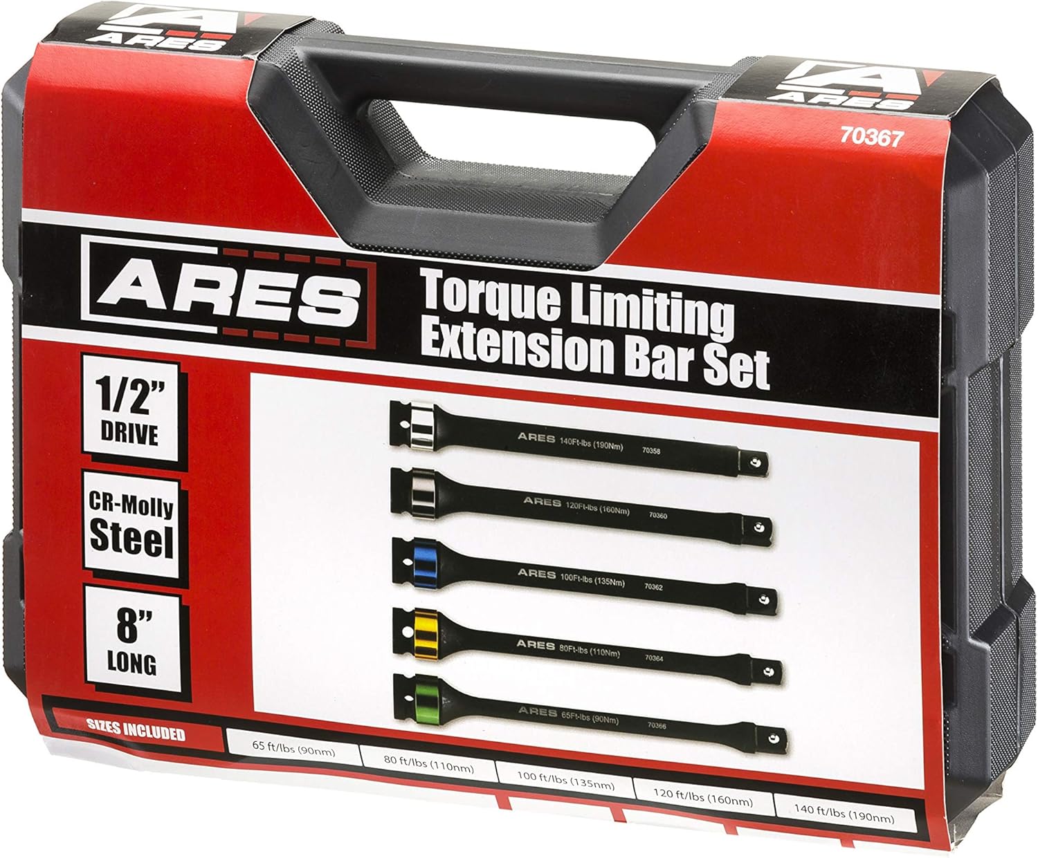 Chrome Moly 1/2-Inch Drive 8-Inch Long Impact Grade Extension Bar Set M5722