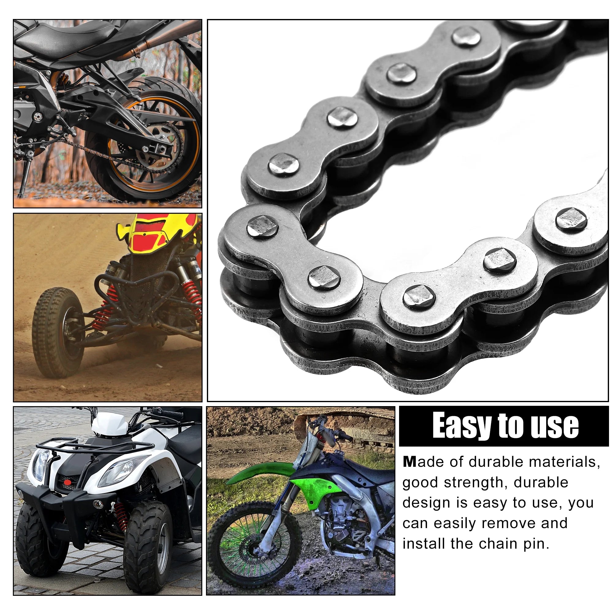428 Motorcycle Chain 122 Link Non O-Ring with Connecting Master Link I451203