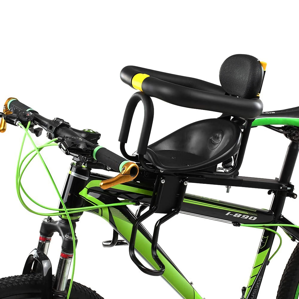 Children Safety Bicycle Seat Carrier with Back Rest, Foot Pedals J7246