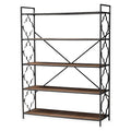 5-Shelf Metal and Wood Bookcase in Black/Oak H7576