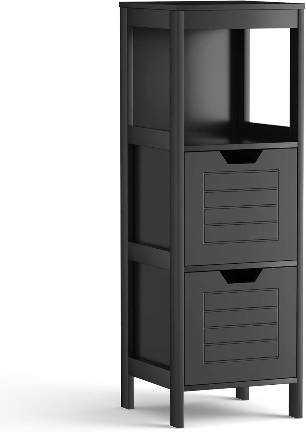 Espresso Wood Bathroom Floor Cabinet with 2 Adjustable Drawers G89343