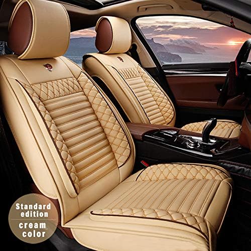 5pcs Full Set PU Leather Car Seat Covers (Beige) G41465