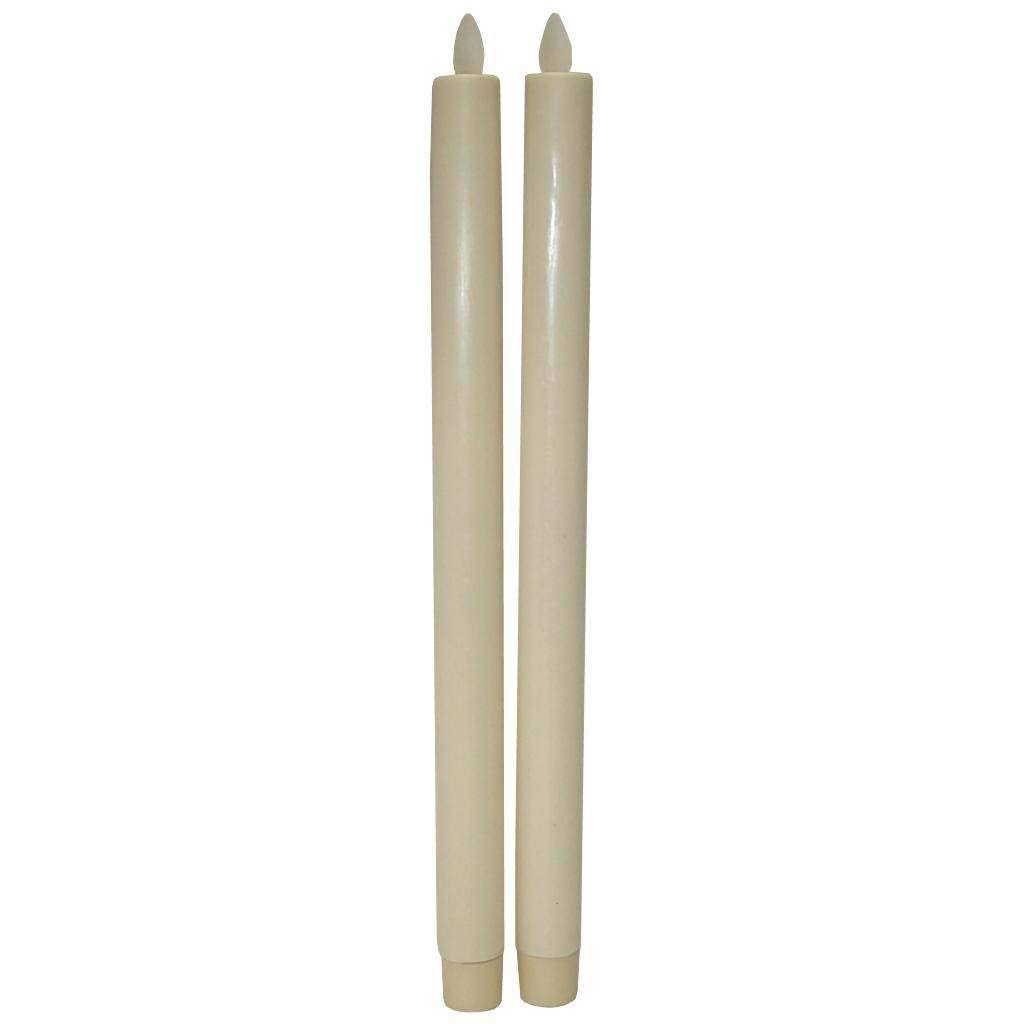 12x22 Ivory LED Wax Taper Candle with Timer (2 Pack) S917