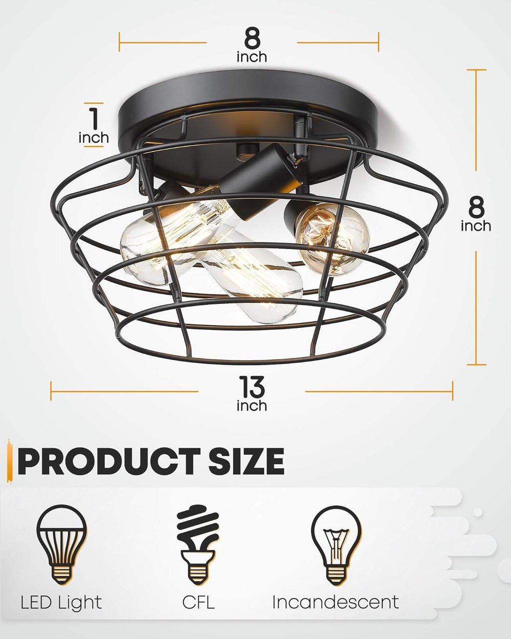 Vintage Black Metal Cage Ceiling Light Fixture H90461