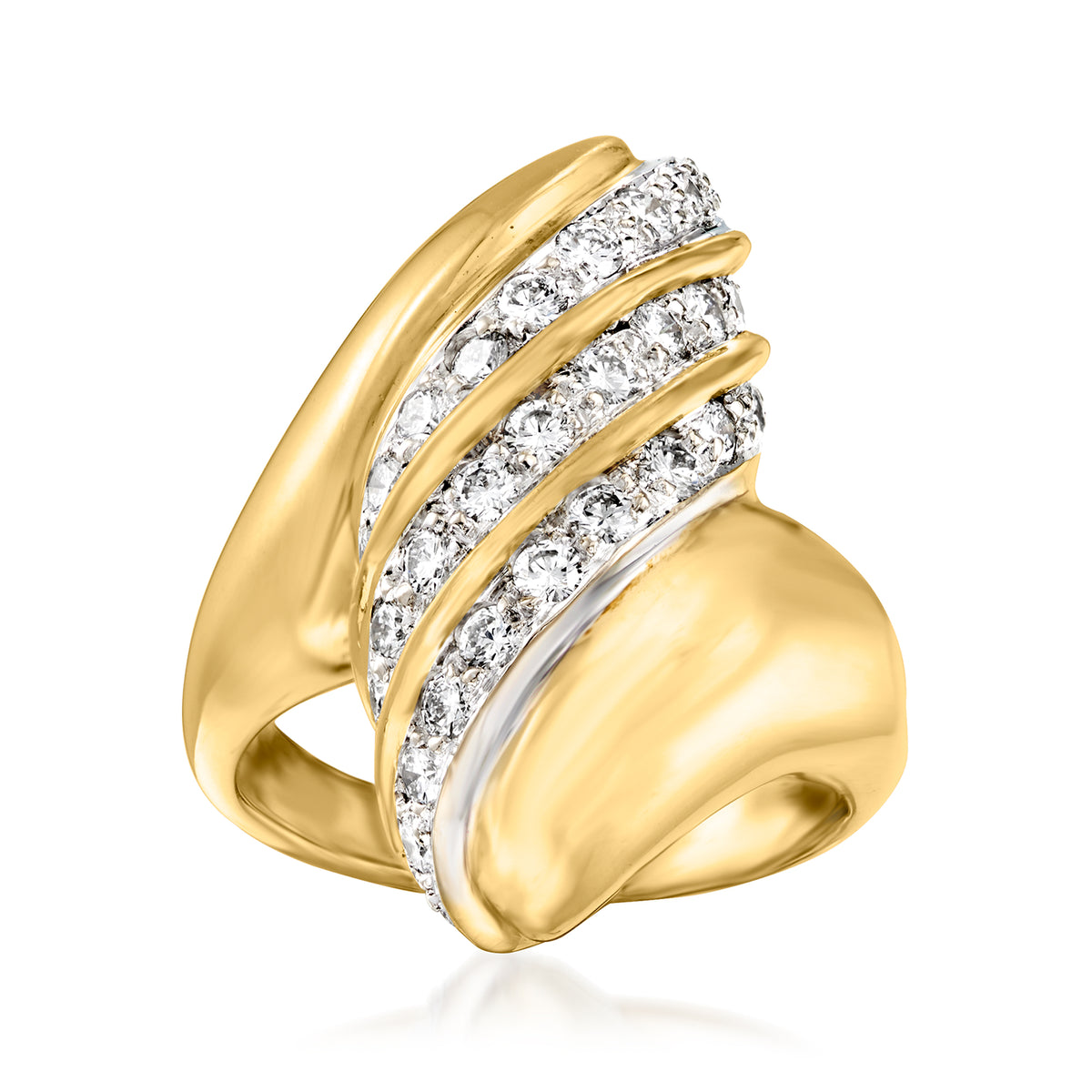Vintage Diamond Swirl Cocktail Ring in 18kt Yellow Gold P148