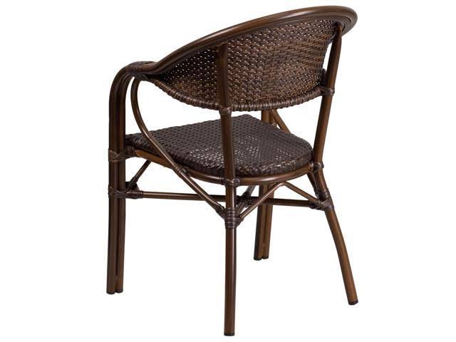 3 Pk. Bark Brown Rattan Patio Chair with Bamboo-Aluminum Frame N5704
