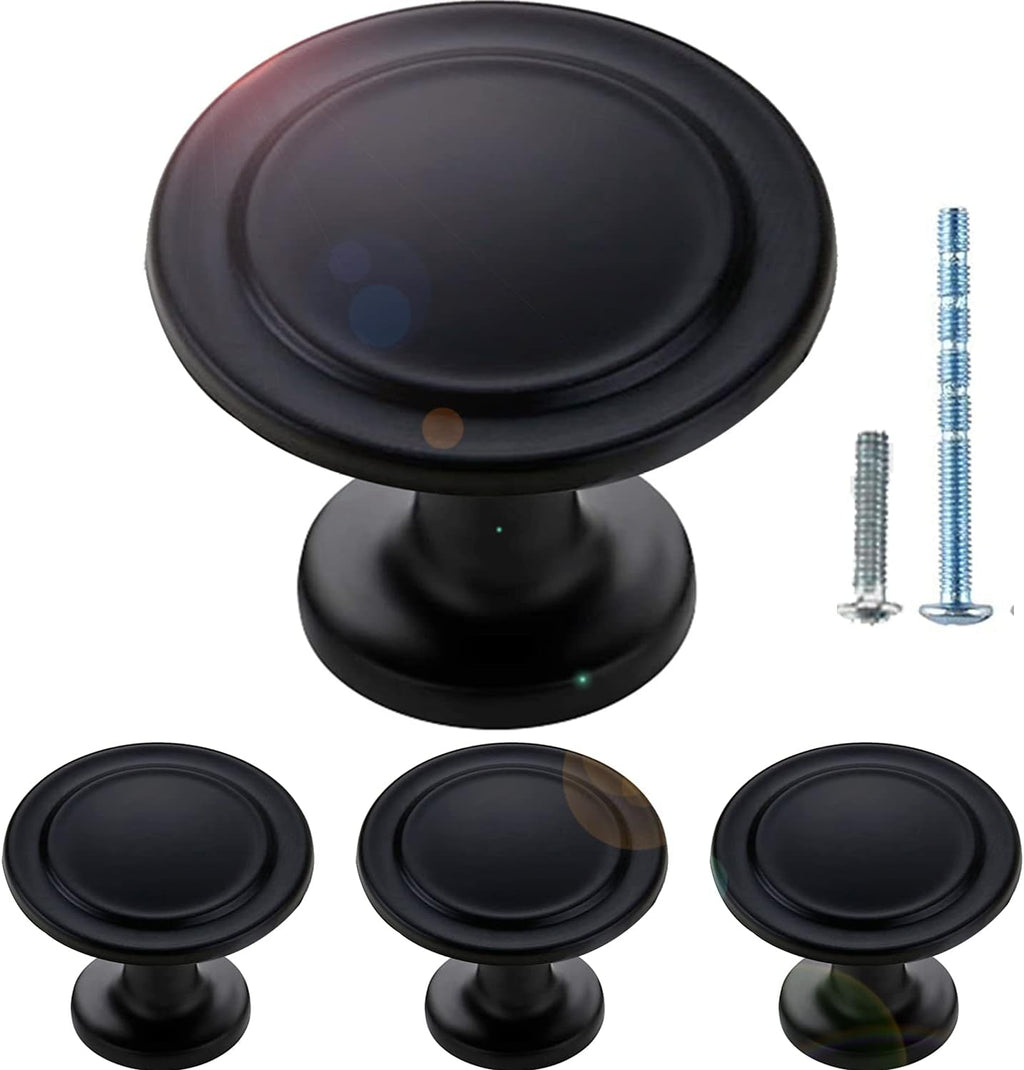 10 Pack Matte Black Cabinet Knobs 1-1/4 Inch W52381