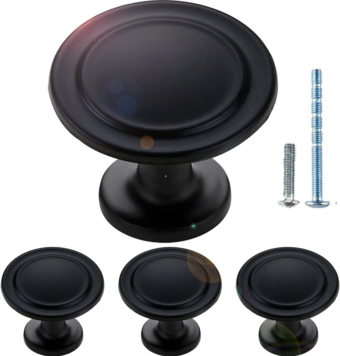 10 Pack Matte Black Cabinet Knobs 1-1/4 Inch W52381