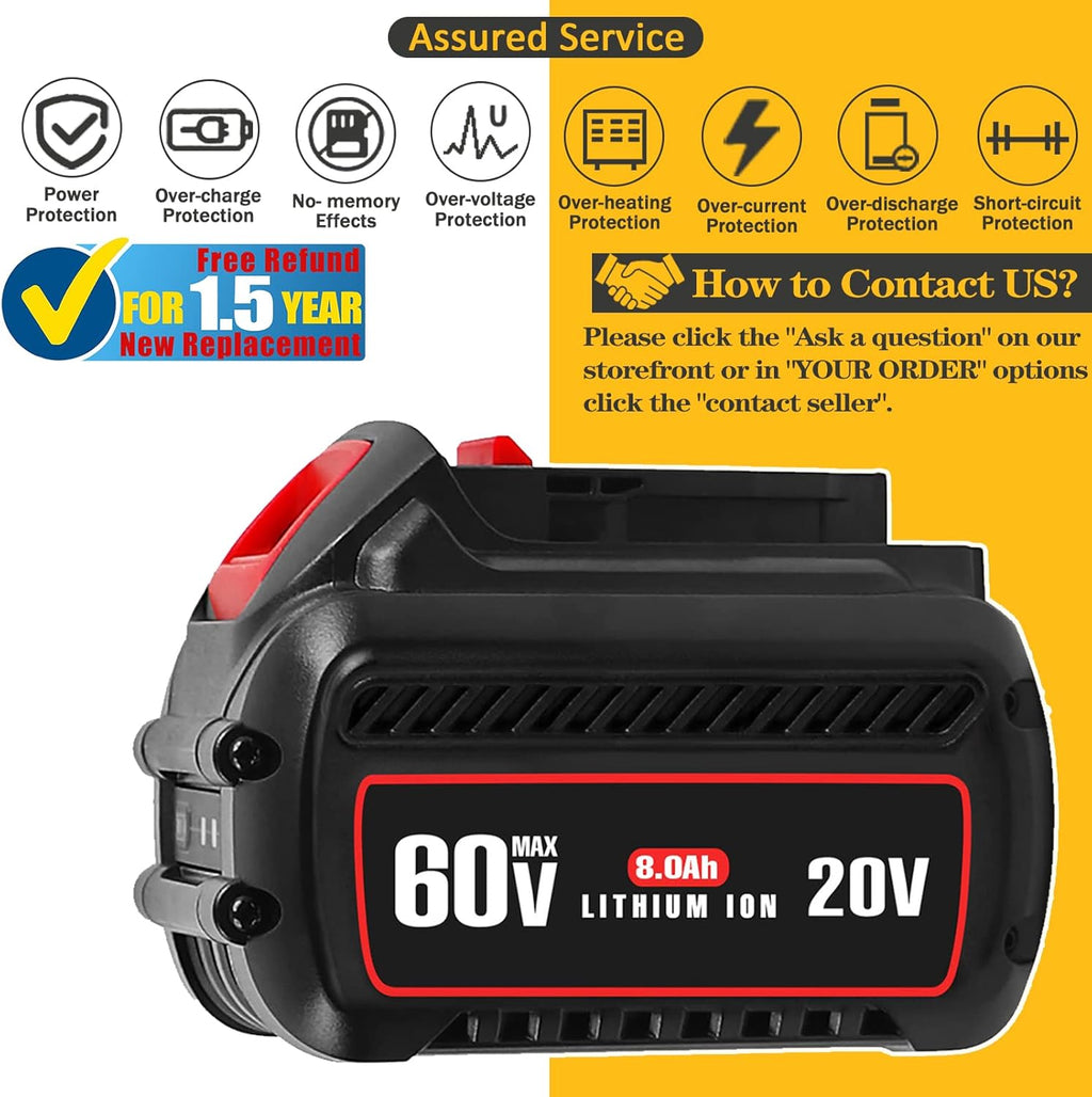 8.0Ah Replacement Battery Pack of 2 for Cordless Power Tools J4536