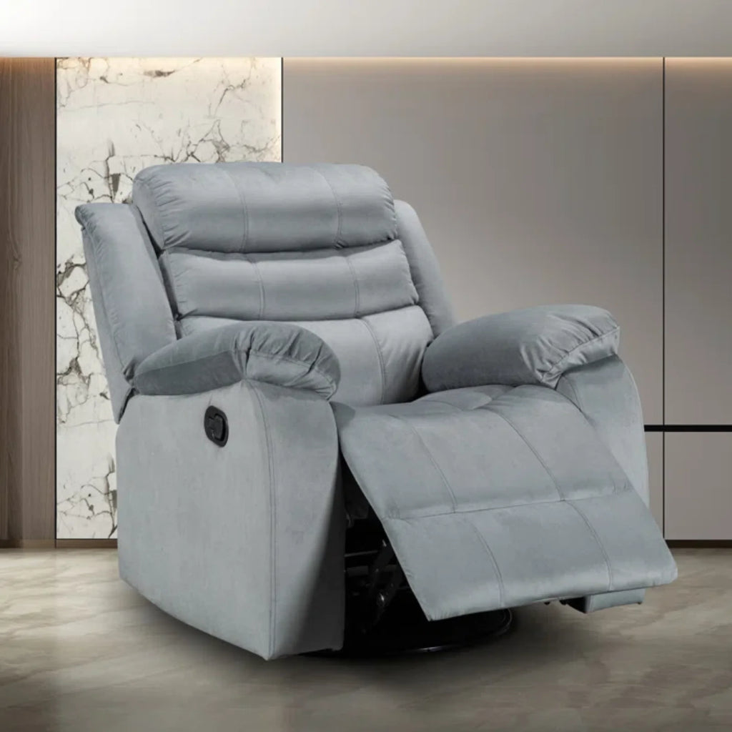Gray Velvet Swivel Rocking Recliner Chair F129