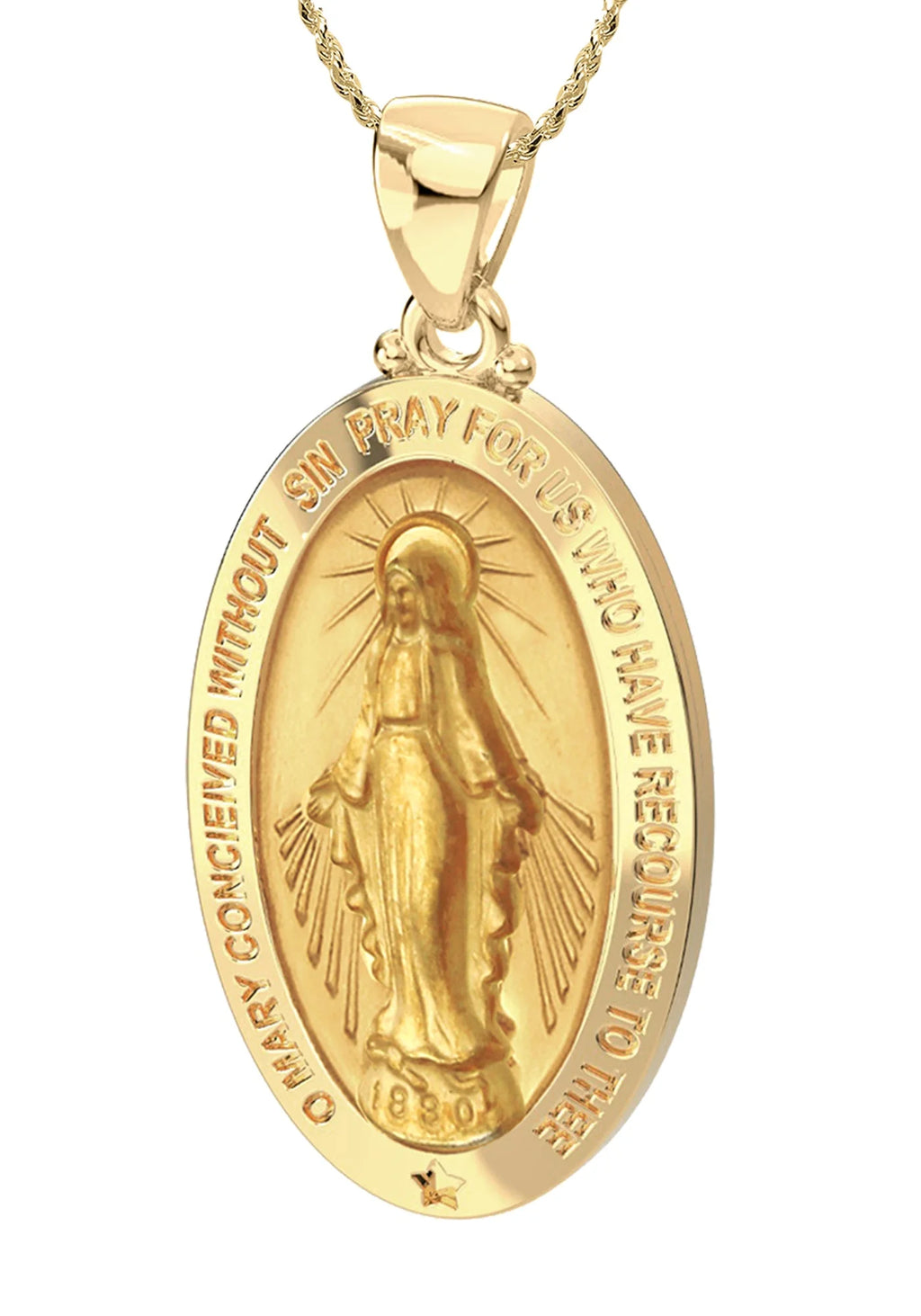 14K Yellow Gold Oval Pendant Necklace V540