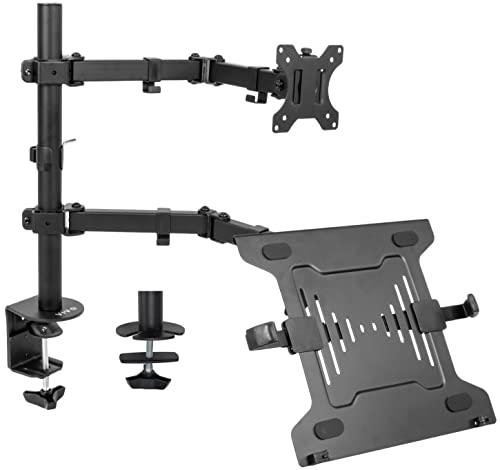 Full Motion Monitor and Laptop Desk Mount Articulating Double Arm VESA Stand K2063