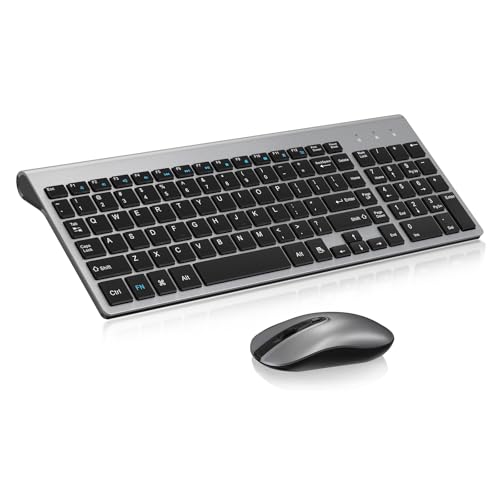 Wireless Keyboard and Mouse Combo, Compact Full Size 2.4G Ultra-Thin Blue U2332