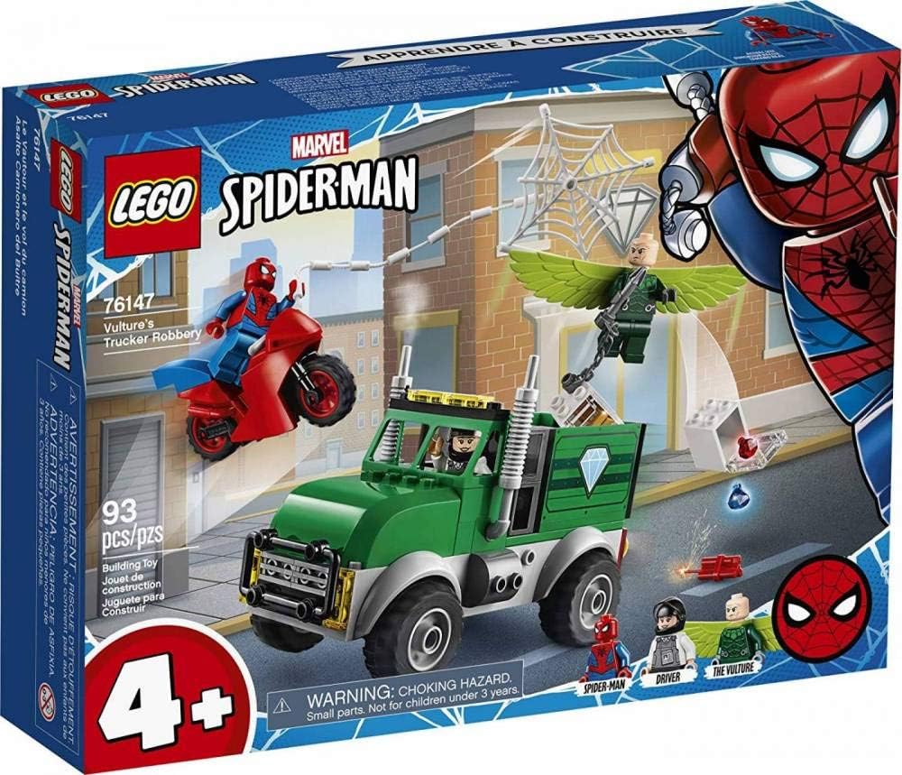 Marvel Spider-Man Playset with Buildable Bank Truck Toy and Minifigures (93 Pieces) W46206