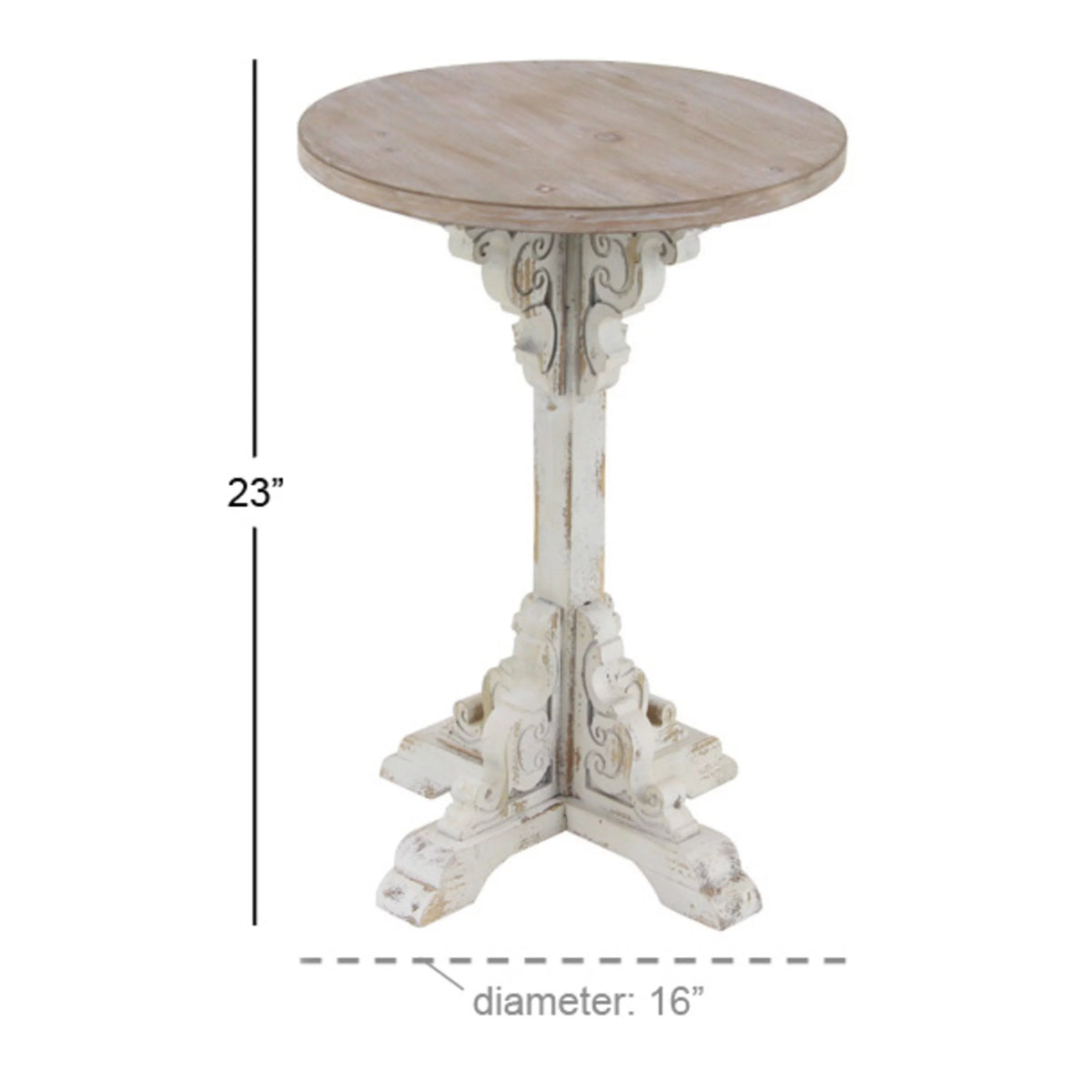 White Wood Accent Table with Brown Wood Top Q66918