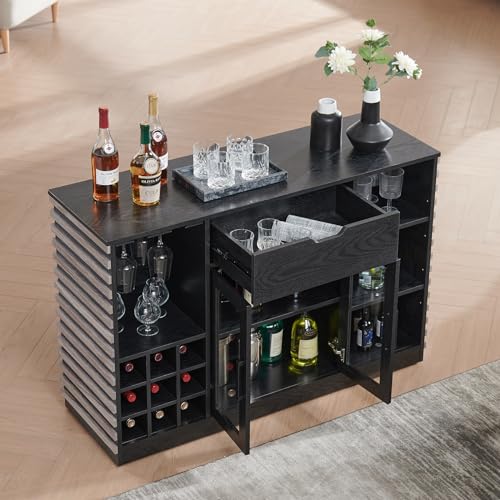 Grey Wine Bar Cabinet with Glass Door & Drawer G185