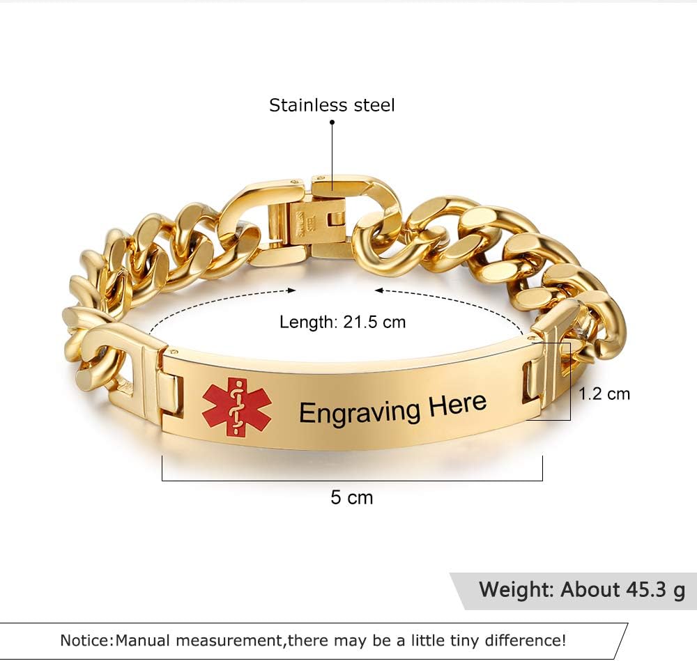 Stainless Steel Medical ID Bracelets for 8.5 Inches M273