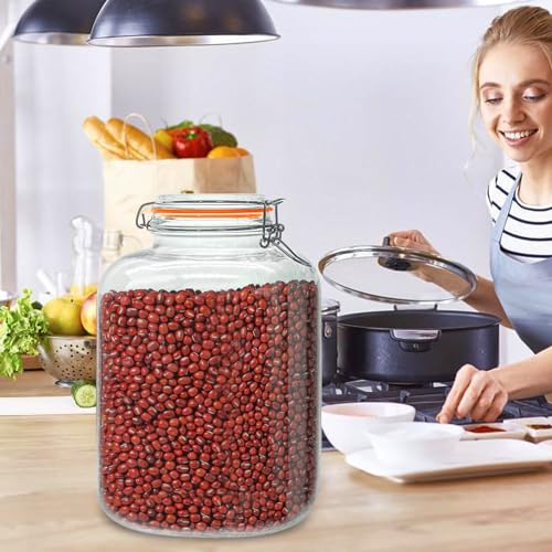 5 Pack 128oz Glass Jar with Airtight Lids, 1 Gallon Wide Mouth Glass Mason Jar P903067