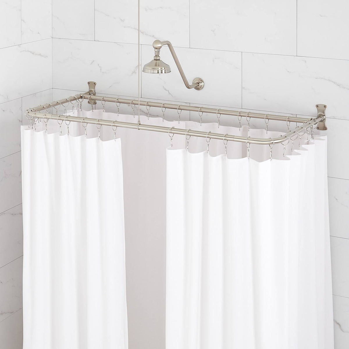 D-Shaped Solid Brass Shower Ring and Ceiling Support Matte Black A659