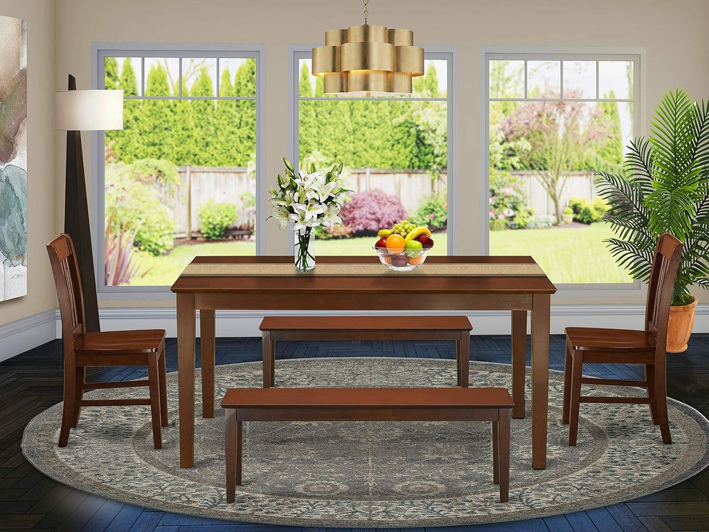 5 Pc Oak Finish Dining Set with Linen Fabric Chairs P484275