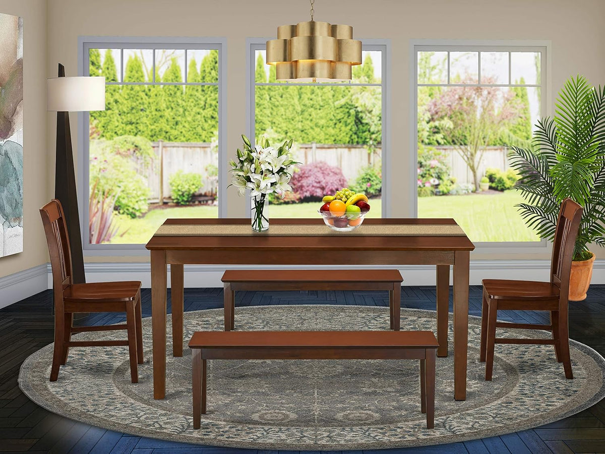 5 Pc Oak Finish Dining Set with Linen Fabric Chairs P484275