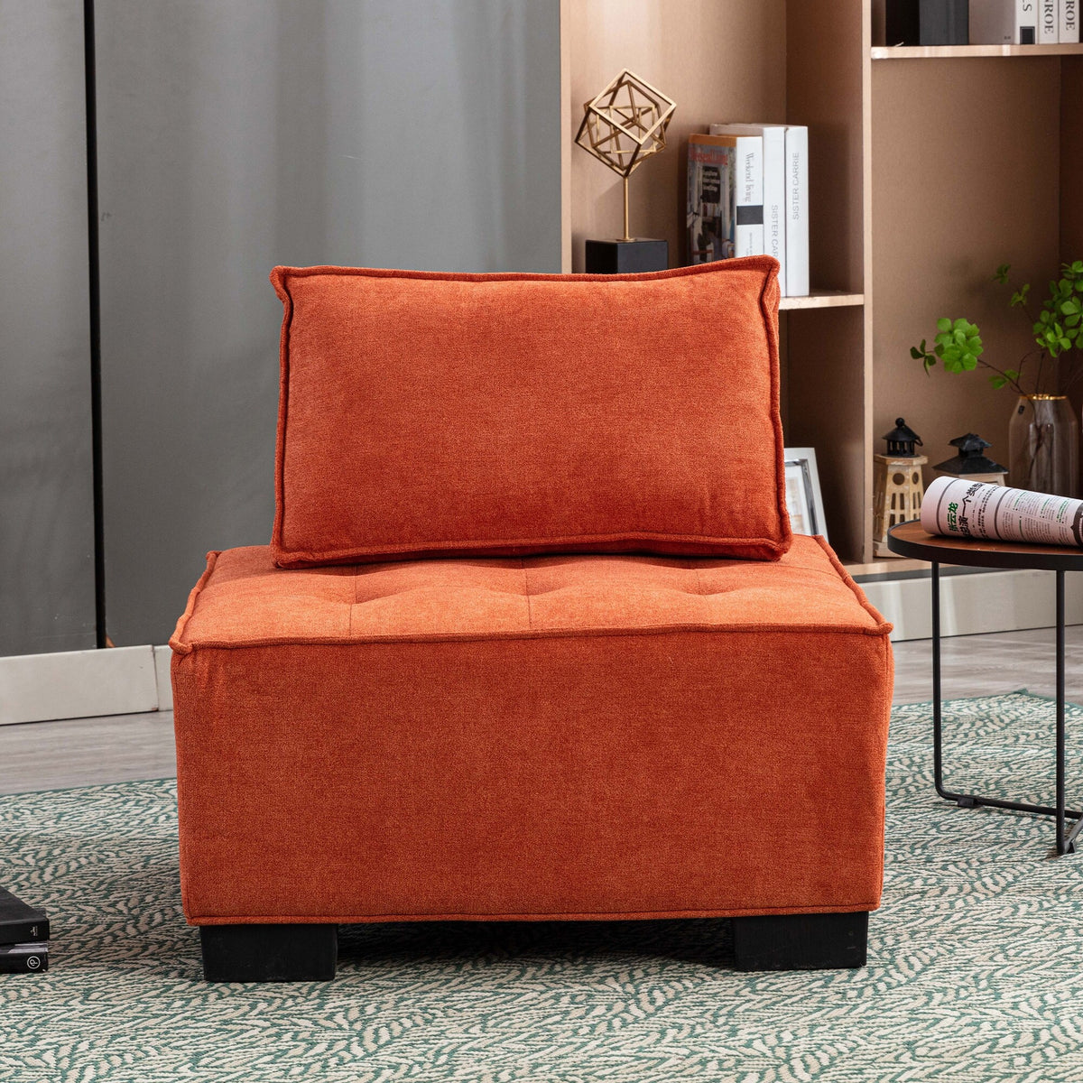Modern Fabric Armless Modular Sofa Ottoman Orange B82800