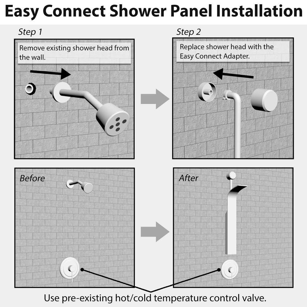 Stainless Steel Shower Panel System with Rainfall Shower Head and Handheld Shower Wand V158522