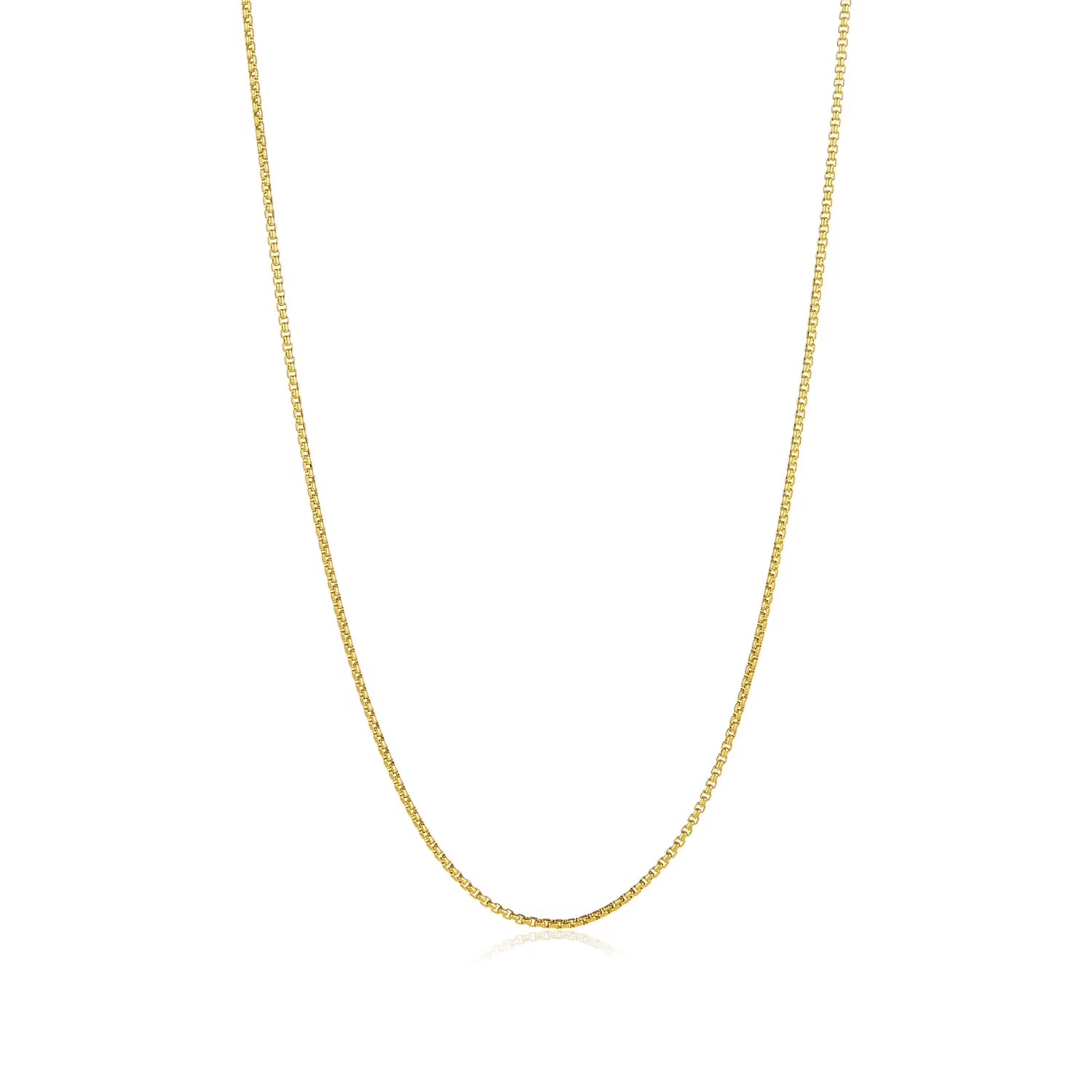 24k Yellow Gold Plated Stainless Steel Square Box Choker Chain Necklace, 16 inches J356