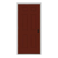 34 in. x 80 in. 6-Panel Red Painted Steel Prehung Right-Hand Outswing Front Door with Brickmould A330891