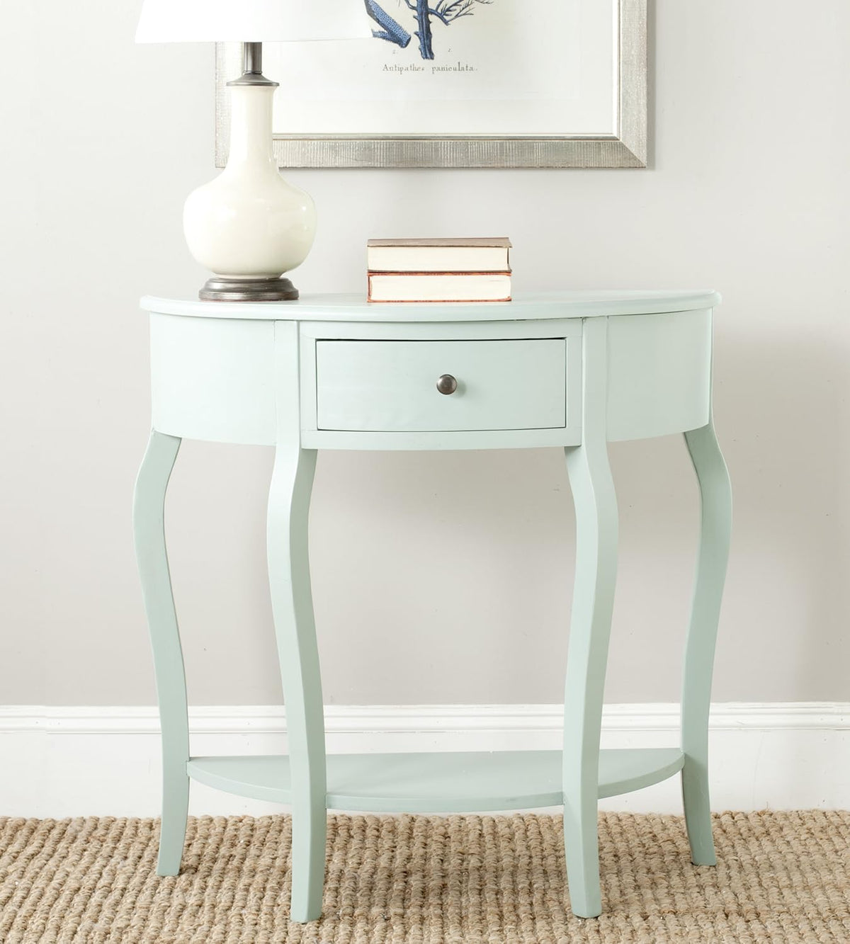 French Grey Demilune Console Table L152