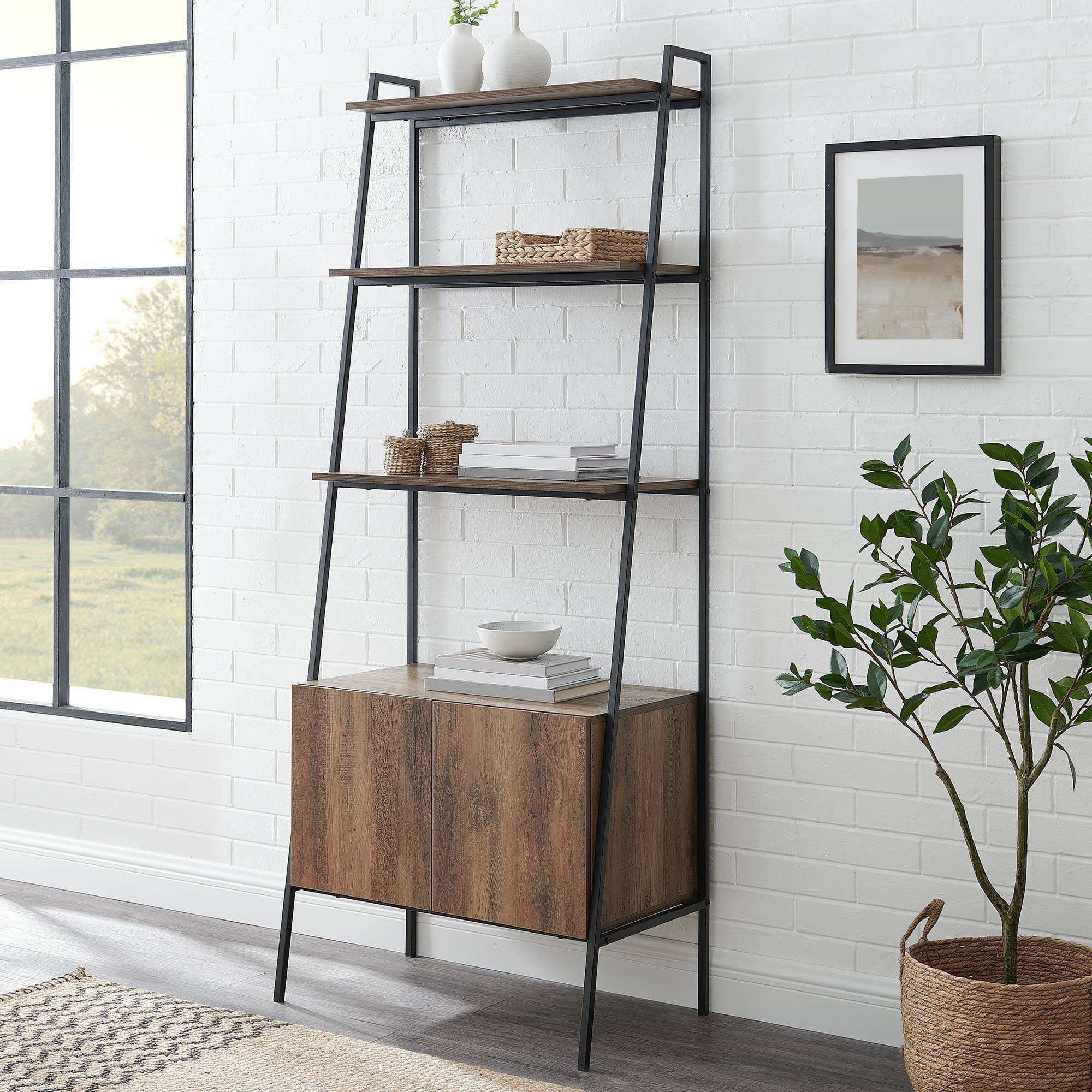 Rustic Oak Ladder Bookcase F4254